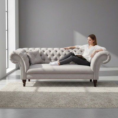 Chesterfield Sofagarnitur 3+2 Couch Sofa Polster Design Lieder Stoff Garnituren