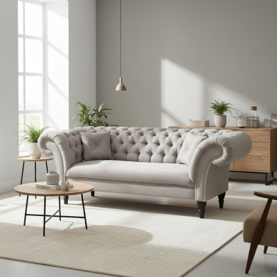 Chesterfield Sofagarnitur 3+2 Couch Sofa Polster Design Lieder Stoff Garnituren
