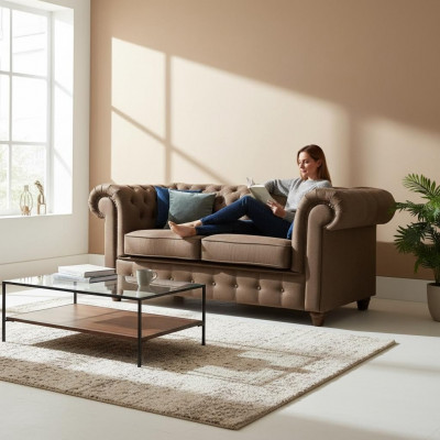 Chesterfield Büro Büro Sofa Couch Textil Design Sëtz Polster Cambridge Sofas