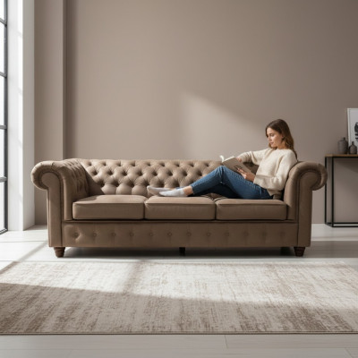 Chesterfield Design Luxus gepolstert Sëtz Couch XXL grouss 3-Sëtz Sofa Couchen