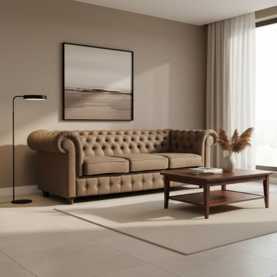 Chesterfield Design Luxus gepolstert Sëtz Couch XXL grouss 3-Sëtz Sofa Couchen