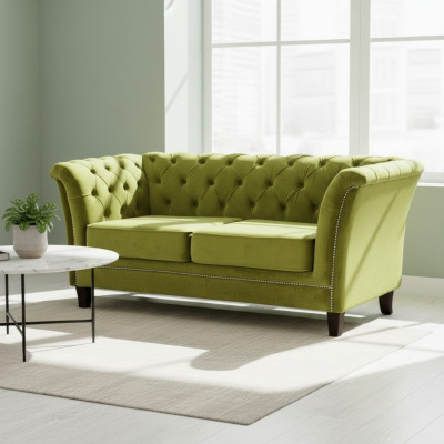 Chesterfield Design Sofa Couch Polster Kanzlei Praxis Büro Sofas Textil Stoff