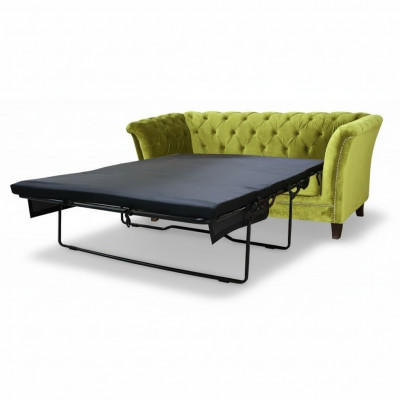Chesterfield Schlofdéiwe 2 Sëtzer Sofa Bettfunktion Couch Polster Sofaen