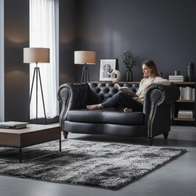 Chesterfield Lincoln 2-Sëtzer Canapé Polster Sofas Canapéen Design Sofa Club Lieder