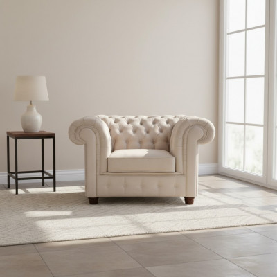 Chesterfield 1-Sëtz Fernsehsessel Club Lounge Relax Sessel Textil Lieder Sofaen