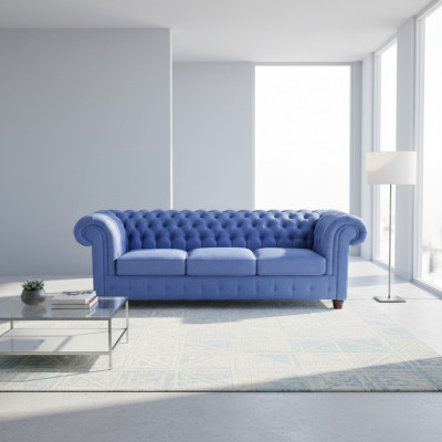 Design Klassiker Chesterfield Grouss XXL 3 Sëtzer Couch Lieder Textil Sofas Couchen