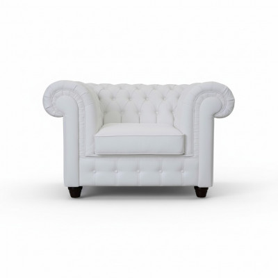 Elegante wäiss Chesterfield-Fauteuil: Den Charmante vum Klassikalen am moderne Stil
