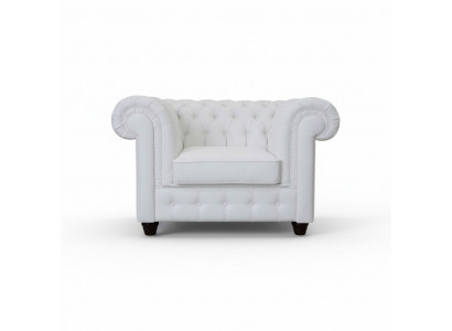 Elegante wäiss Chesterfield-Fauteuil: Den Charmante vum Klassikalen am moderne Stil