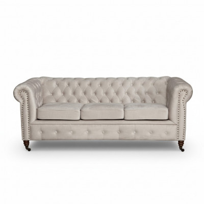 Design Klassiker Chesterfield Polstersofa Couch Garnitur 3 Sëtzer Ledersofa Nei