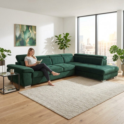 Multifunktionell grouss Wunnlandschaft U Form Ecksofa Sofa Stoff Couch Polster.