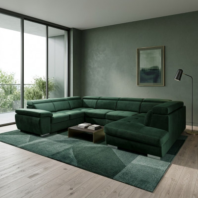 Multifunktionell grouss Wunnlandschaft U Form Ecksofa Sofa Stoff Couch Polster.