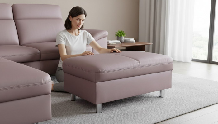XXL Club Lounge Hocker Pufa Lieder Ottoman Designer Stoff Fousshocker Design