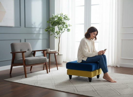 Fousshocker Lounge Hocker XXL Club Ottoman Pufa Lieder Textil Designer Neien