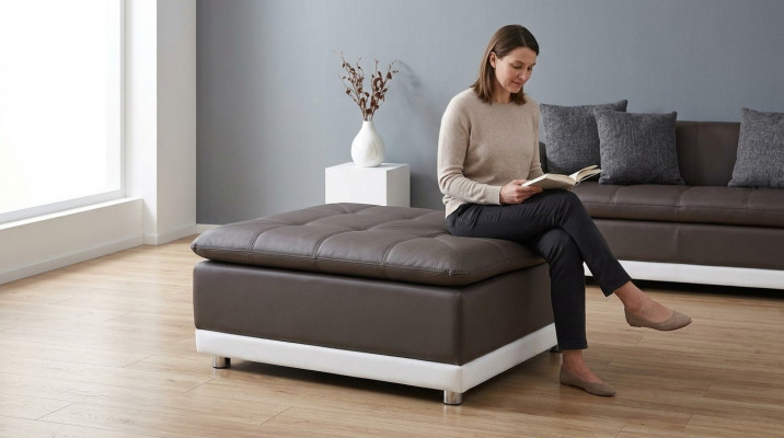 Lounge Hocker XXL Club Fouss-Hocker Ottomane Pufa Lieder Textil Ottoman