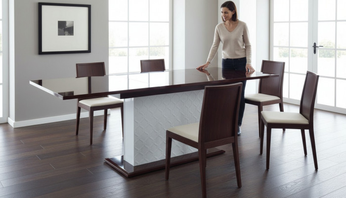 Design Klassiker Iessdësch Dësch Holzdësch Dëscher Héichglanz Wunnzëmmer