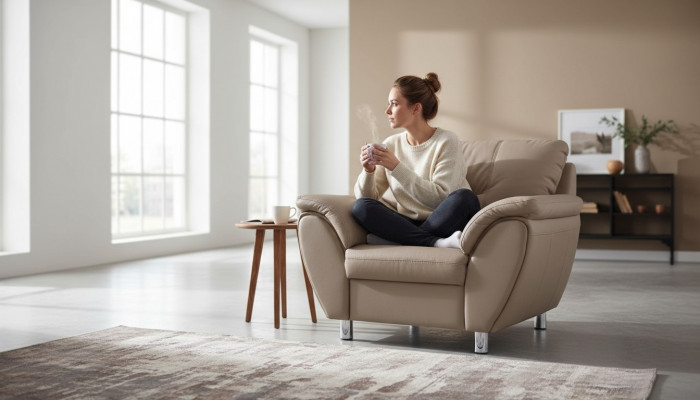 Design Relax Club Fauteuil Lounge Canapé Stull Fernsehpolster Canapé Stoff 1 Sëtzer