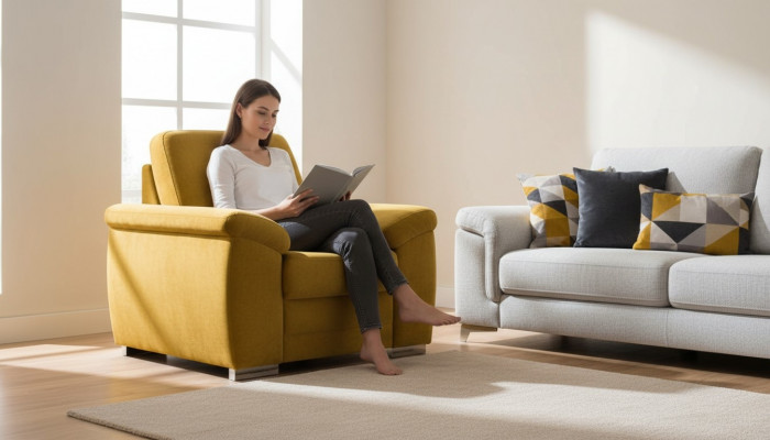 Design Relax Club Fotell Loungesofa 1 Sëtz Stull Fernsehkëssen Couch Stoff
