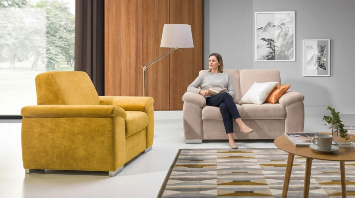 Design 2-Sëtzer Relax Sofas Club Lounge Sofa Textil Polster Canapé Stoff Canapéen