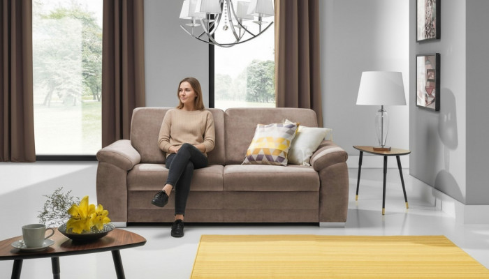 Design Sofa Couch Polster 3-Sëtz Sofaen Couchen Sëtz Garnitur Stoff Nei