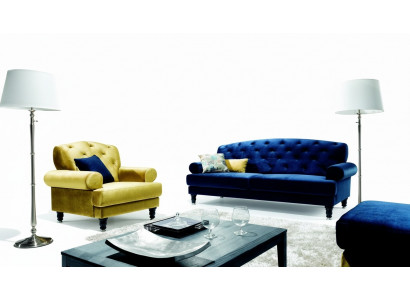 Chesterfield 3-Sëtz Designer Canapé Couch Polster Sofas Couches Textil Lamezia