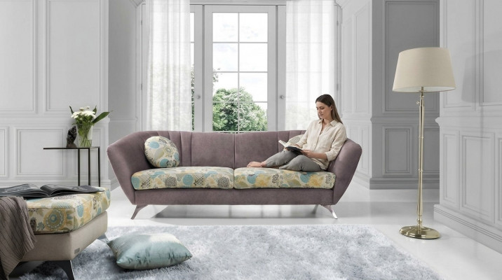 Design 3-Sëtzer Relax Club Canapéen Lounge Sofa Textil Polster Couch Stoff Couchen