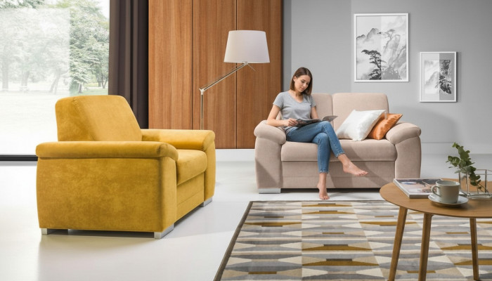 Sofa-Set Polster Textil Stoff Canapé 2+1 Sëtzer Set Stoff Textil Canapéen
