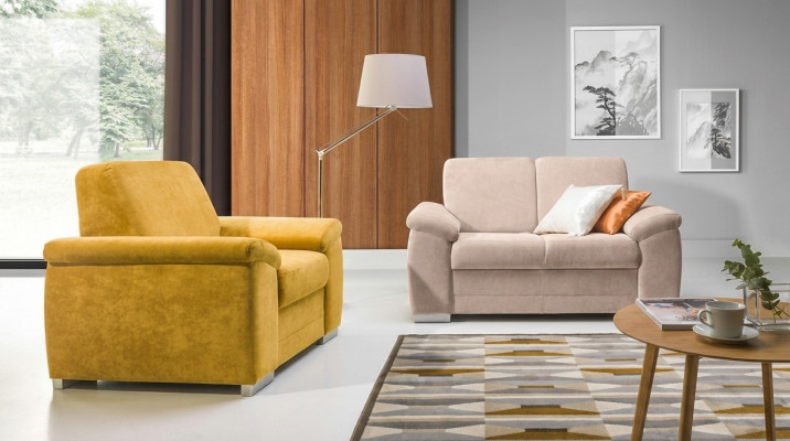 Sofa-Set Polster Textil Stoff Canapé 2+1 Sëtzer Set Stoff Textil Canapéen