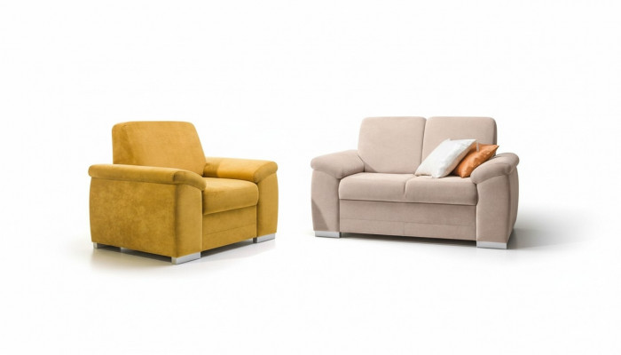 Sofa-Set Polster Textil Stoff Canapé 2+1 Sëtzer Set Stoff Textil Canapéen