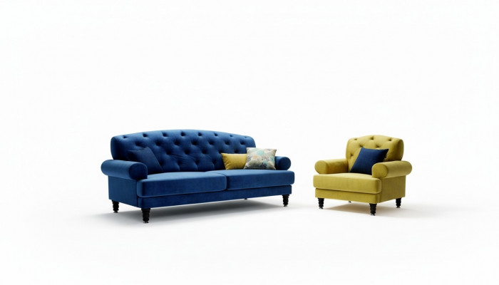 Klassesch Design Sofagarnitur 3+1 Sofa Couch Polster Chesterfield Sofas Set Nei