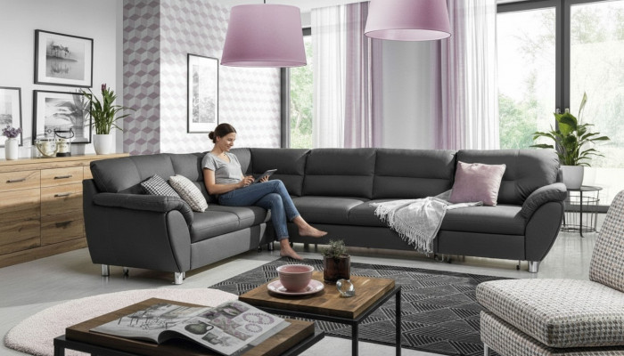 Wunnlandschaft Schlofssofa U-Form Stoff Textil Sofa Canapé Polster Eck