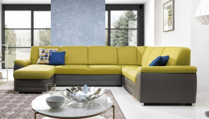 Eckcouch Wunnlandschaft Canapé Couch Polster Eck Garnitur U-Form Stoff Canapéen Nei