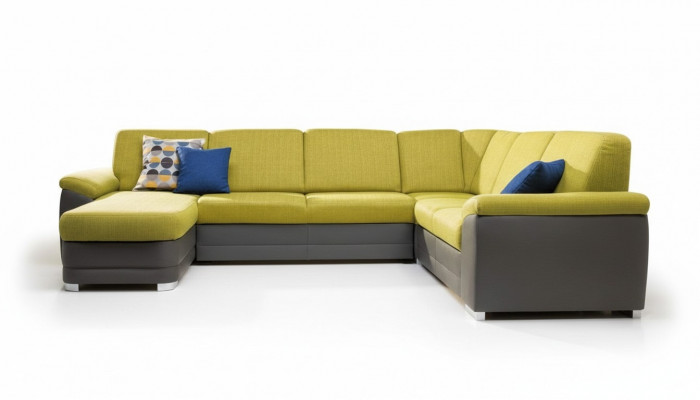Eckcouch Wunnlandschaft Canapé Couch Polster Eck Garnitur U-Form Stoff Canapéen Nei