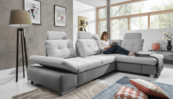 Textil Ecksofa Sofa Canapé Polster Eck Garnitur Stoff Schlofzëmmer Liewenslandschaft Nei