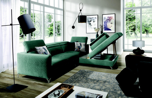 Modern Eckcouch Sofa Polster Garnitur Wunnlandschaft Canapé Sofa Eck Sëtz Nei