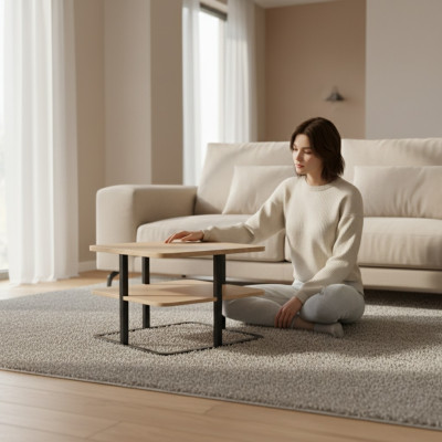 Design-Couchtisch Säitentisch Designer Dëscher Holzdëscher Edler Rektangulär
