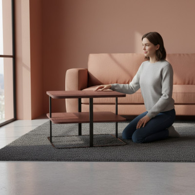 Couchtisch Design Niewentafel Dëscher Designer Holzdëscher Edler Rechteckegen S3