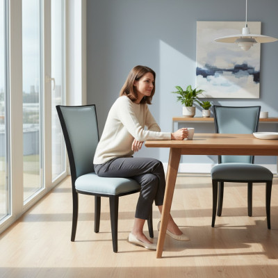 Luxusdesign Polsterstull Still Sëtz Lehn Büro Office Iesszëmmer Holz