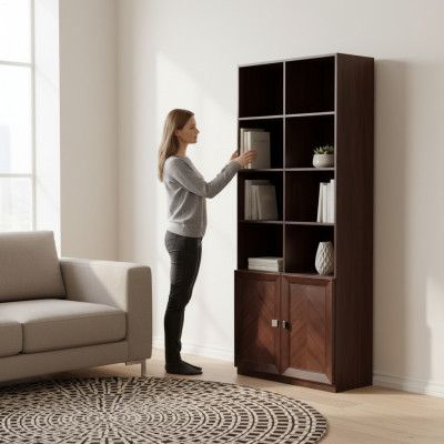 System Büro Miwwelen Deko Vitrin Akteschaf Klassesch Holz Schaf Regal