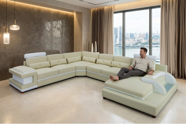 Ledercouch XXL Grouss Canapéë Sofa Couch Couch Polster Eckcouch Wunnlandschaft Lieder