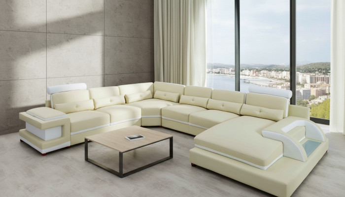 Ledercouch XXL Grouss Canapéë Sofa Couch Couch Polster Eckcouch Wunnlandschaft Lieder