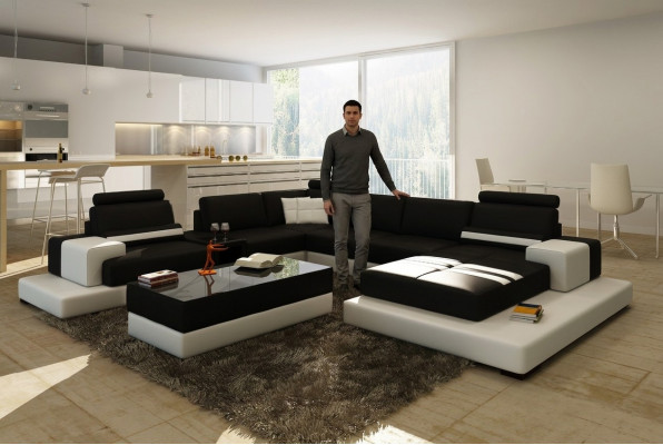 Modern XXL Grouss Wunnlandschaft Sofa Canapé Polsters Eck Sofas Garnitur