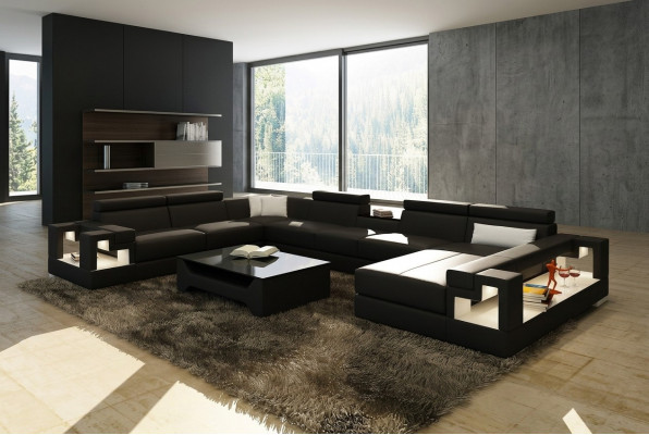 XXL Grouss Wunnlandschaft Lieder Sofa Sofa Couch Polster Sofas Garnitur