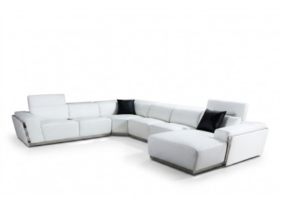 Multifunktiouns Relax Ecksofa Ledersofa Sofa Couche Polster Eck Sëtz Garnitur