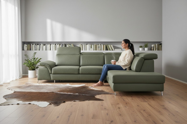 Design Couch Sofa Polster Schlofssofa Wunnzëmmer Eckcanapé Textilstoff