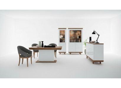 4-stéck Set: 1x Vitrin, 2x Kommod, 1x Iessdësch Design Wunnzëmmer Iesszëmmer Nei