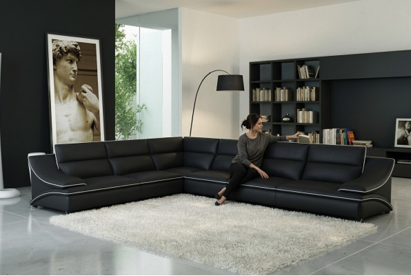 Ledercouch Wunnlandschaft Eckcouch XXL Polster Eck Sëtz Couch Garnitur