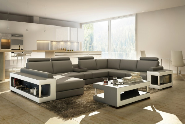 Ledersofa XXL Ecksofa Design Grouss Sofa Couch Polster Eck Sëtz Garnitur