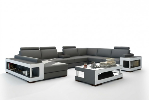 Ledersofa XXL Ecksofa Design Grouss Sofa Couch Polster Eck Sëtz Garnitur