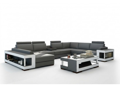 Ledersofa XXL Ecksofa Design Grouss Sofa Couch Polster Eck Sëtz Garnitur