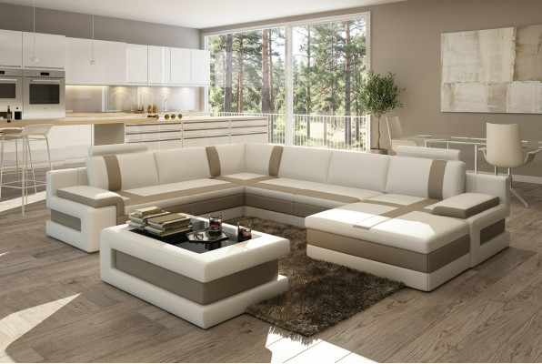 Ledercouch Sofa Wunnlandschaft U-Form Design Modern Sofa Ecksofaen